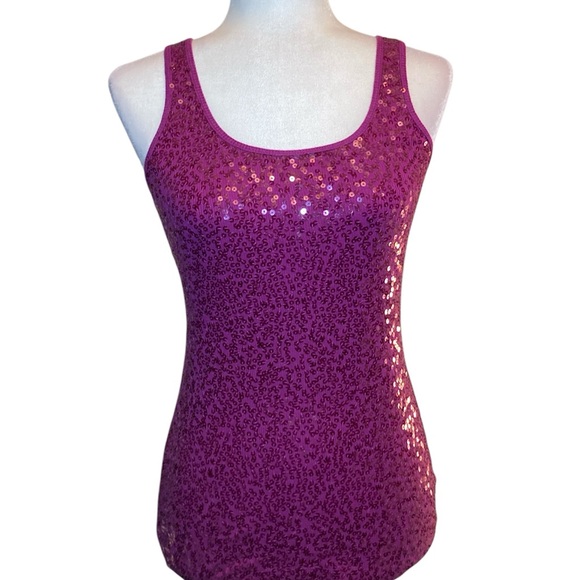 Pink Sequin Women's Tank Top - Picture 1 of 4